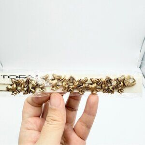 NWT TOFA Vintage Gold-Tone Pelican Charm Bracelet with Crescent Moon Accent